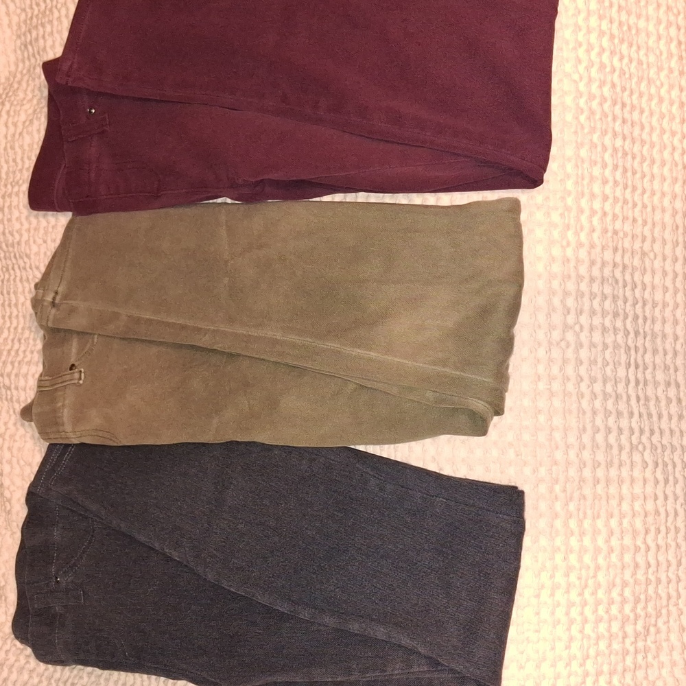Women's Time and Tru Dark Gray, Olive Green, Maroon Jeggings XS 0-2